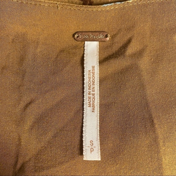 Free People Gold Floral Fully Lined Dress Size Small boho festival - Picture 4 of 15